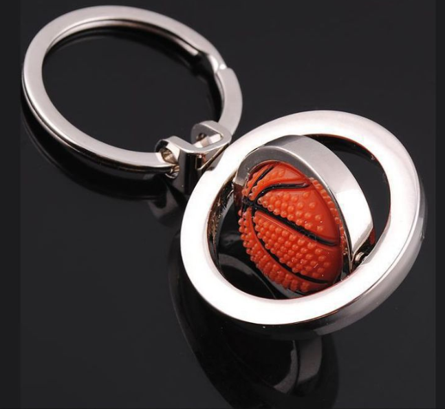 Custom Rotating Basketball Keychain, Custom Athlete's Initials Key Ring, Coach, Team, Graduation Keychain