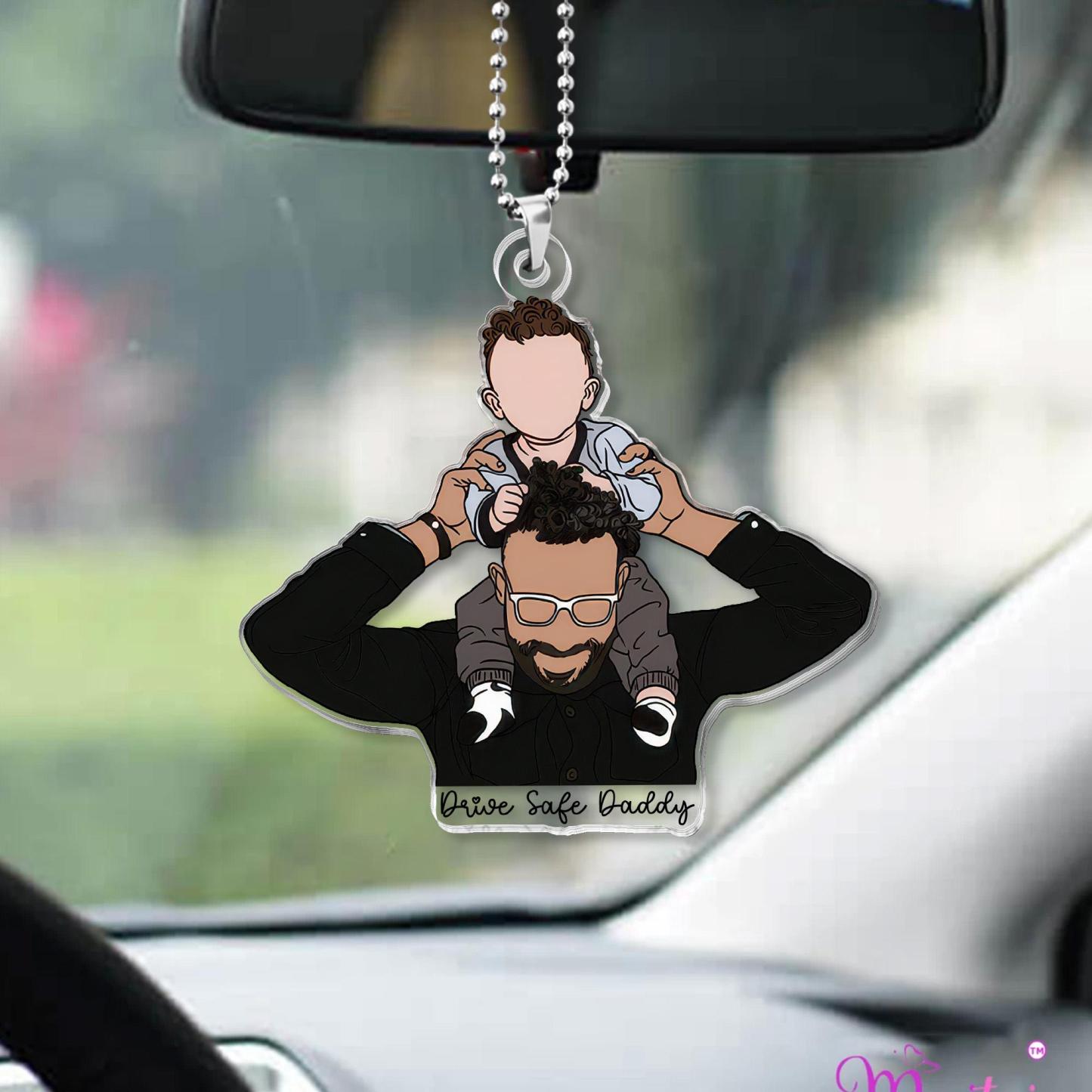 Personalized Dad Photo  Car Visor Clip Custom Portrait From Photo Faceless Portrait Car Visor Clip Husband New Dad Gift