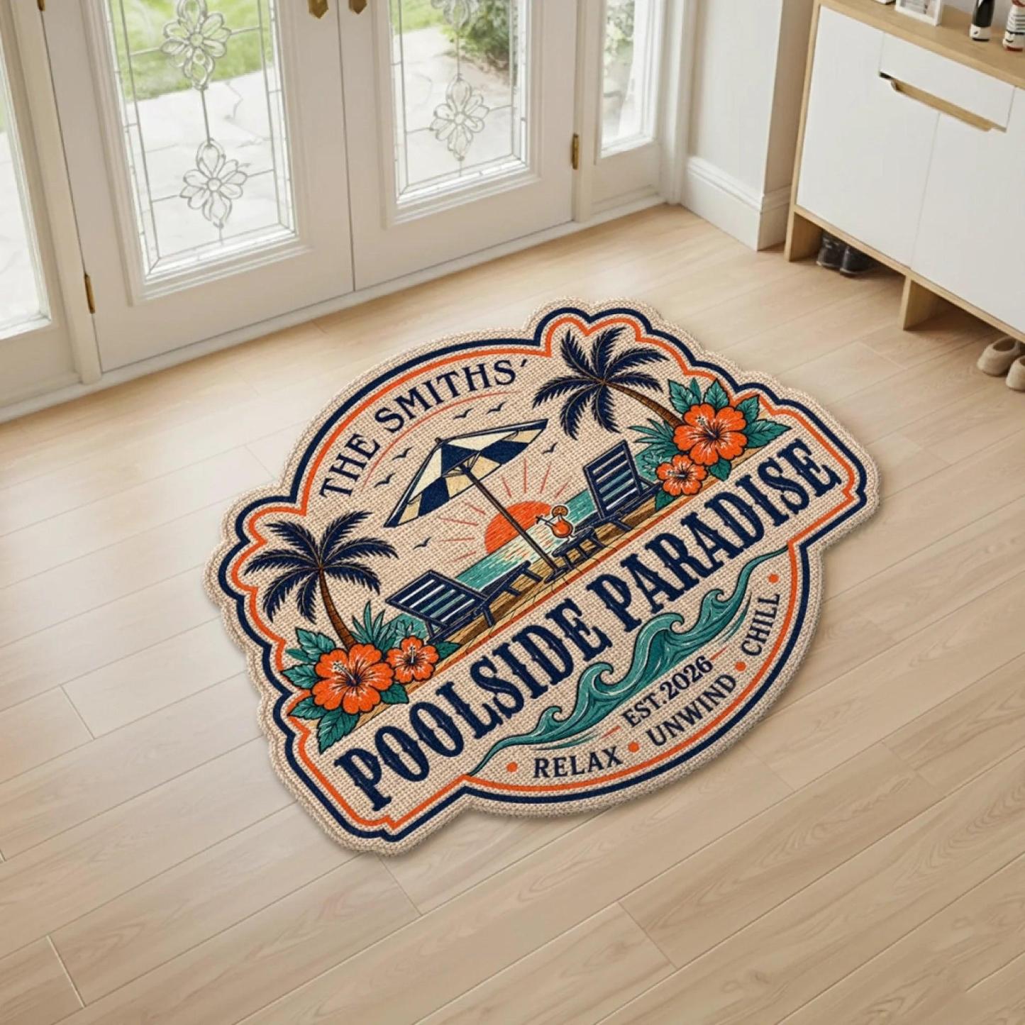 Custom Poolside Shaped Doormat ,Personalized Summer Vacation And Travel Gifts ,Making Summer Memories