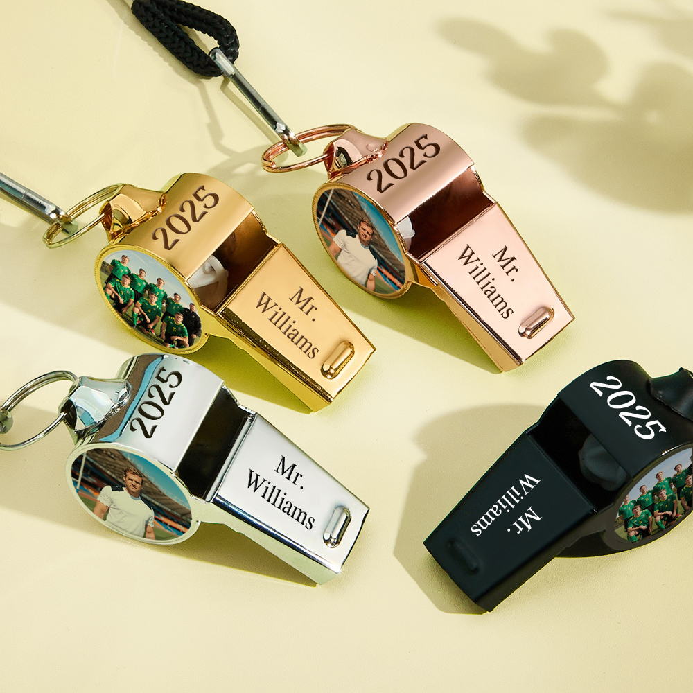 Custom Photo & Logo Whistle Personalized Gift for Coaches, Teachers & Loved Ones
