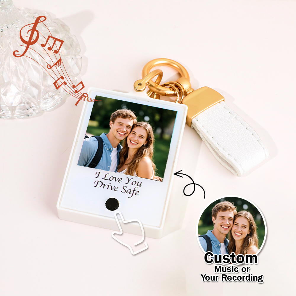 Custom Keychain With Photo and Text – Meaningful Gift with Your Personalized Music or Recording For Dad, Mom, Family, Friends