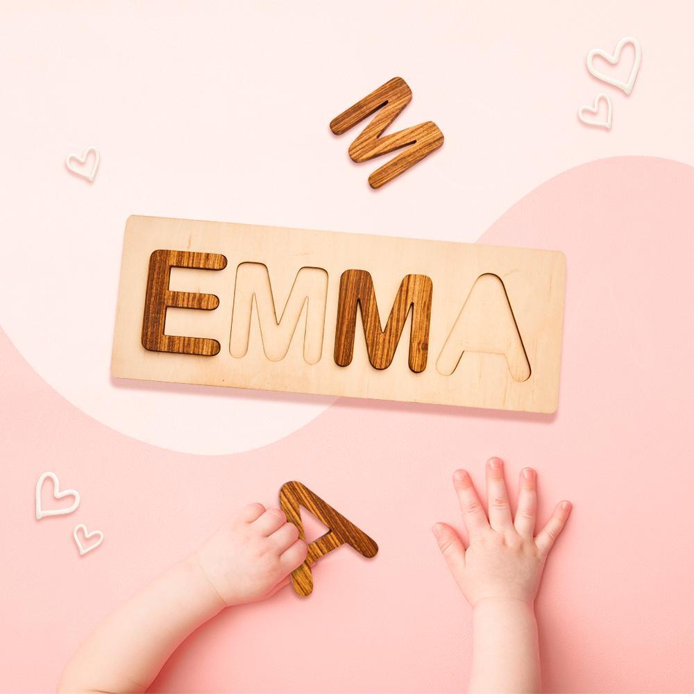 Custom Toddler Name Puzzle Wooden Toy for Kids Gift for Newbirth Baby Light (Large Size)