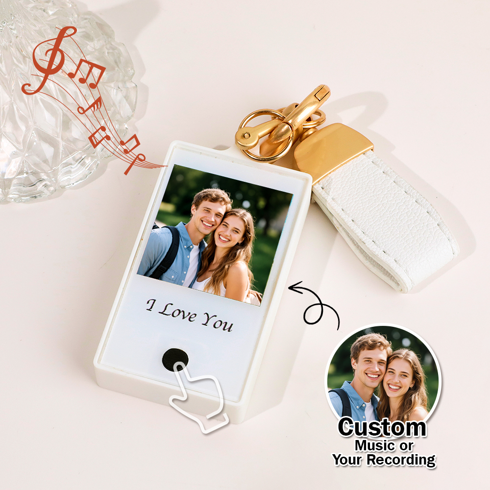Custom Keychain With Photo and Text – Meaningful Gift with Your Personalized Music or Recording For Dad, Mom, Family, Friends