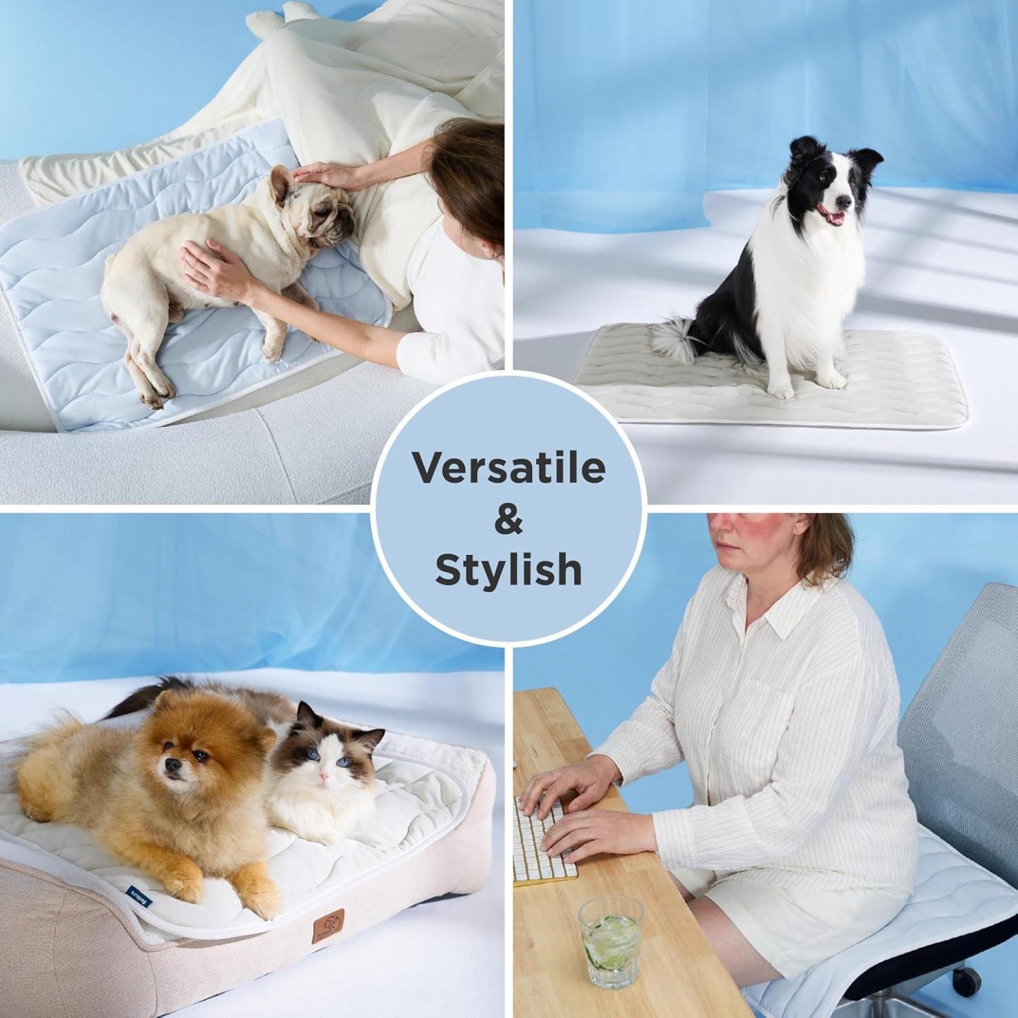 Cooling Mat for Large Dogs Thin Breathable Cooling Crate Pad Indoor for Pet with Chill Cool Fiber Washable Kennel Mat in Outdoor Summer - CustWit