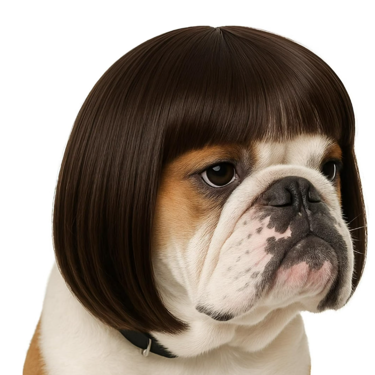 Funny Dog Wig for Small Medium Large Dogs, 7 Inches Pet Costume Elastic Cat Cosplay Wig Decoration for Christmas, Parties(Brown)