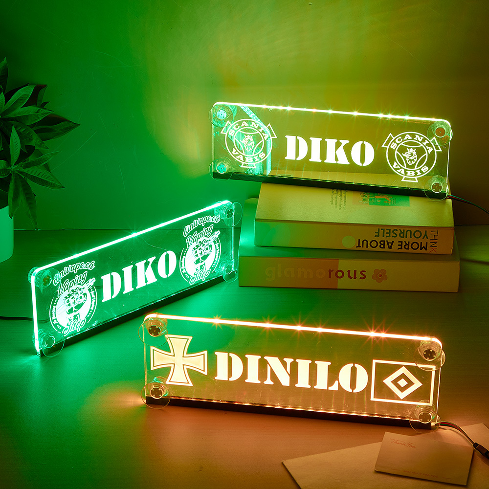 LED name plate for truck with suction cup and with your desired design