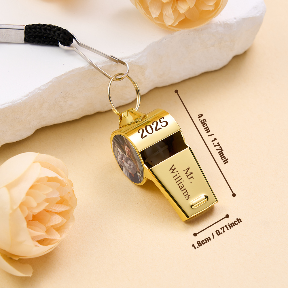 Custom Photo & Logo Whistle Personalized Gift for Coaches, Teachers & Loved Ones