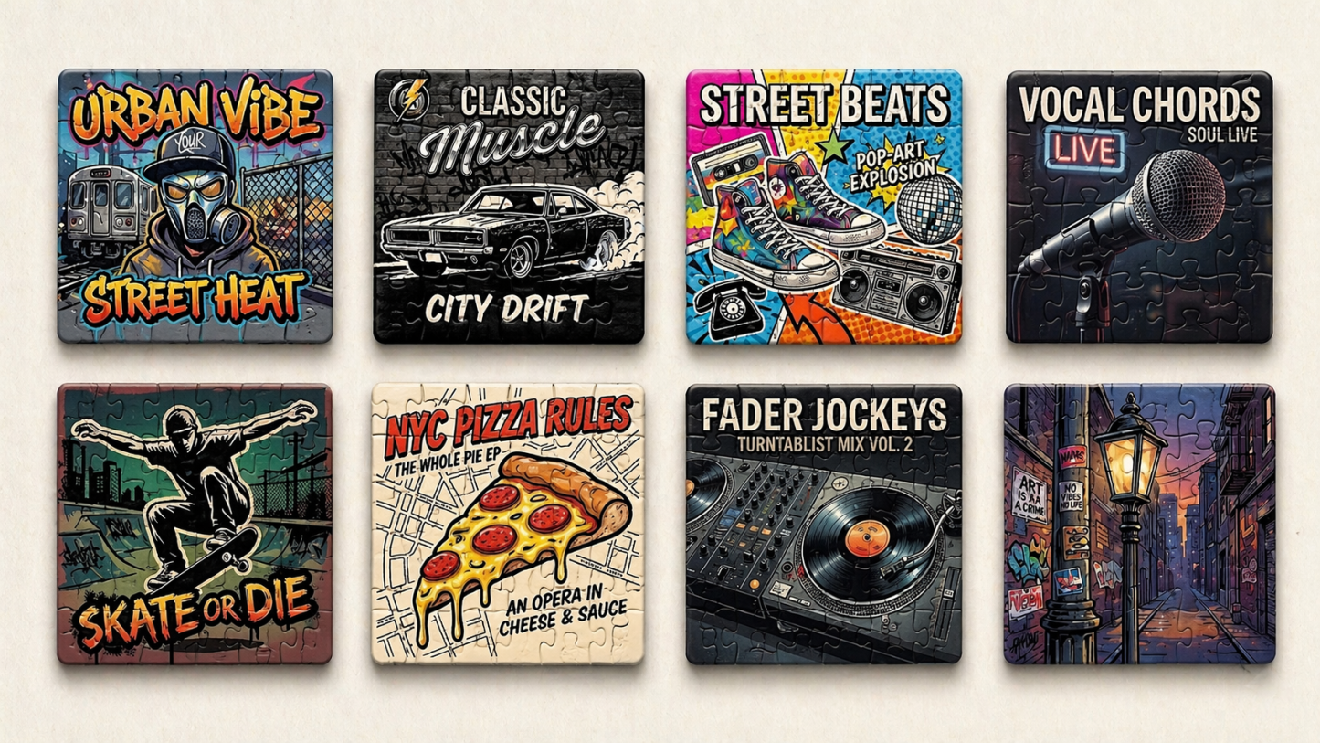 Custom Puzzle Magnet Fridge Tile Personalized Square Round Album Cover Style Refrigerator Magnet