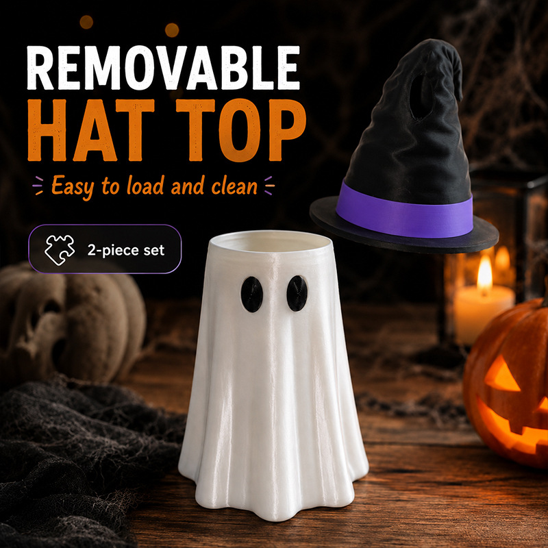 Halloween Ghost Witch Hat Can Cover – Cute Spooky Drink Can Sleeve & Party Decor