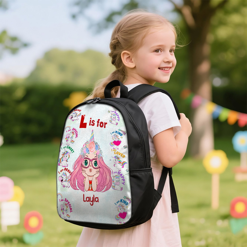 Personalized Backpack with Kid's Name DIY Cartoon Character School Bag 12inch Trendy Birthday Gift for Children, Toddlers & Preschool Boys and Girls - CustWit