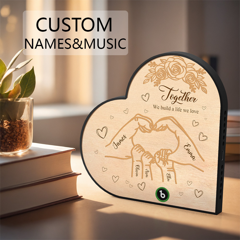 Custom Music Fridge Magnet Personalized Names Heart Shape Family Fridge Magnet Special Gift