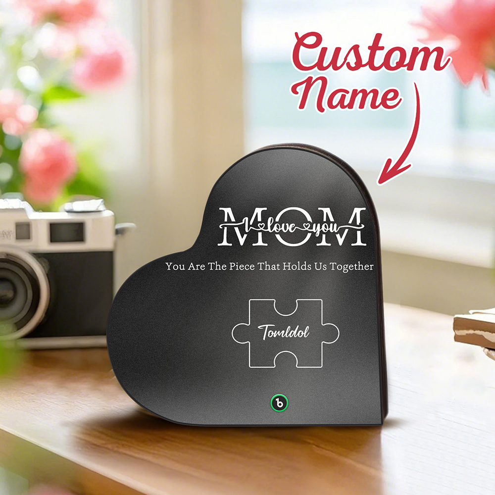 Custom Music Fridge Magnet Personalized Names Puzzle Pattern Heart Sha