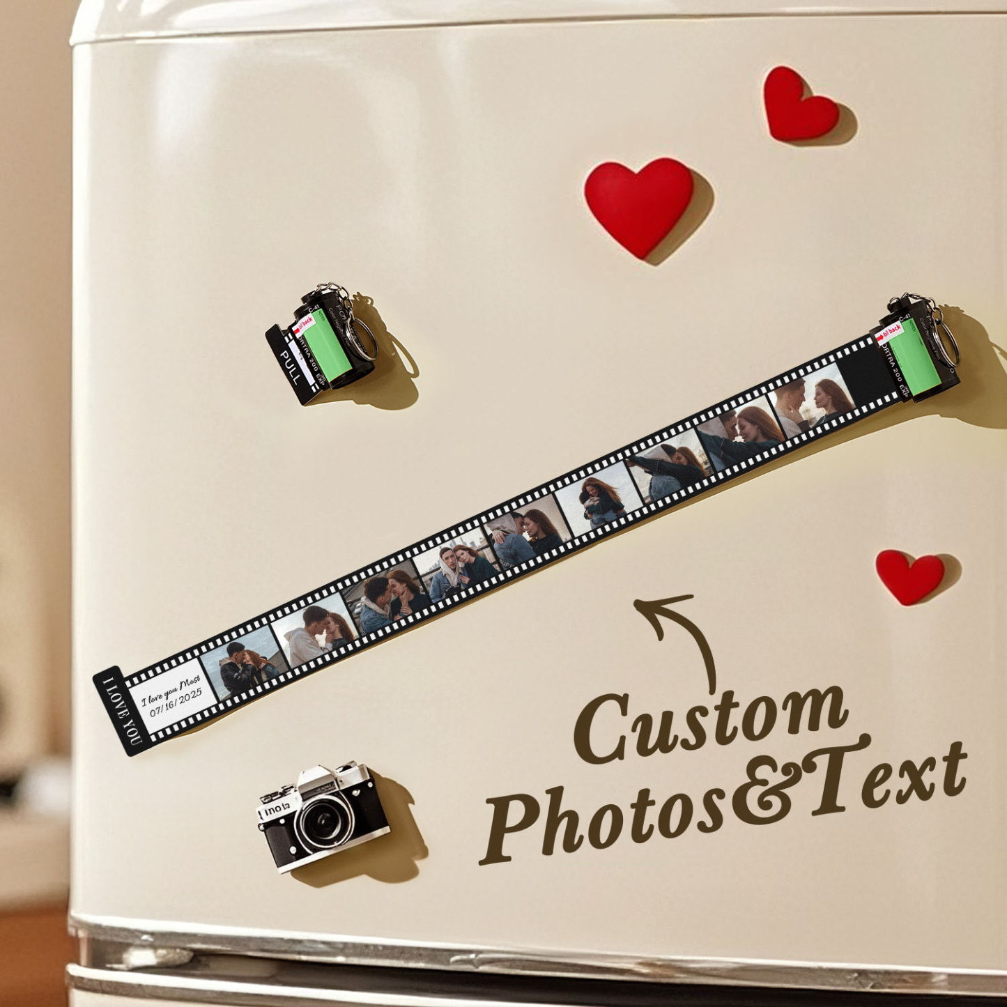 Custom Film Roll Fridge Magnet – Personalized Photo Gift for Couples or Family