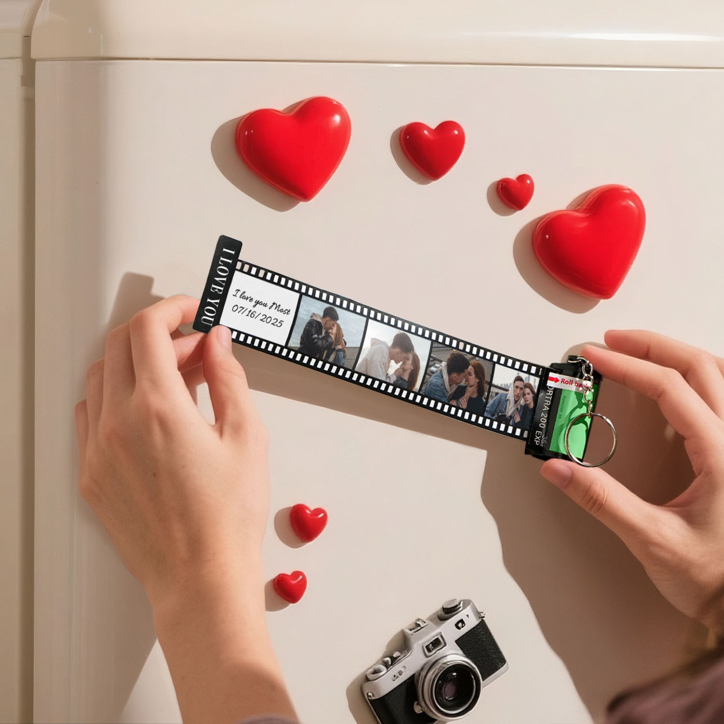 Custom Film Roll Fridge Magnet – Personalized Photo Gift for Couples or Family