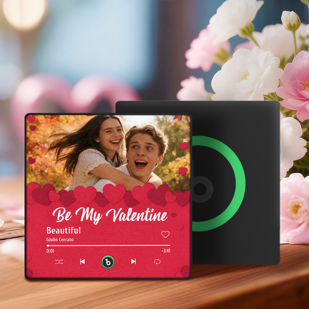 Custom Photos Floral Sweet Snap Music Fridge Magnet Personalized Music Magnet Valentine's Day Gift for Her - CustWit