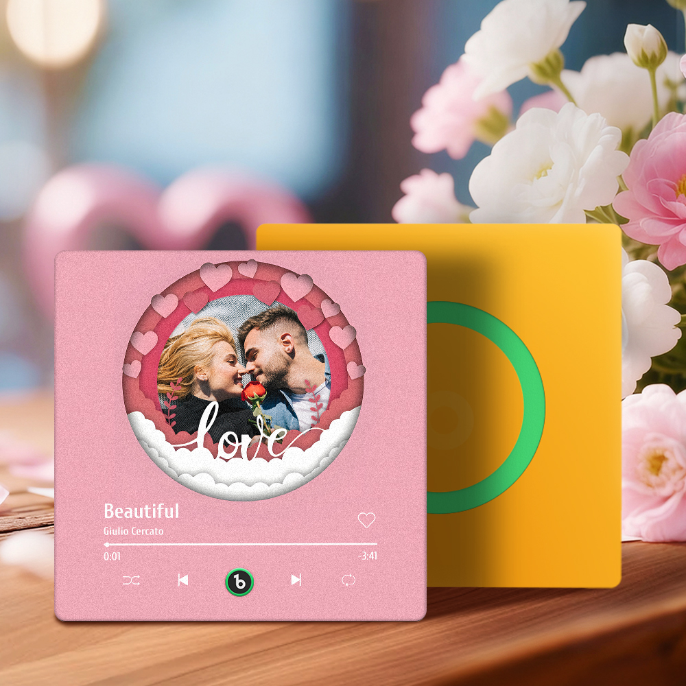 Custom Photos Floral Sweet Snap Music Fridge Magnet Personalized Music Magnet Valentine's Day Gift for Her - CustWit