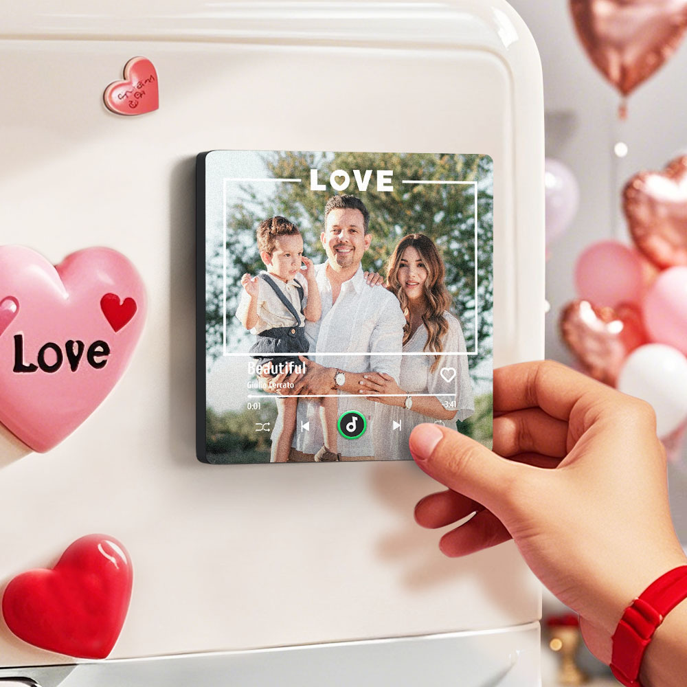 Mother's Day Gift for Mom Custom Family Photo Music Fridge Magnet Personalized Music Magnet Gift for Mother