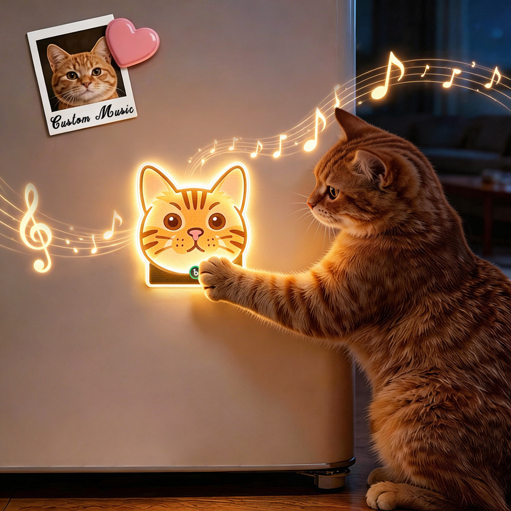 Custom Mother & Kids Photo Music Fridge Magnet with Light – Personalized Mother’s Day Memory Magnet Gift for Mom