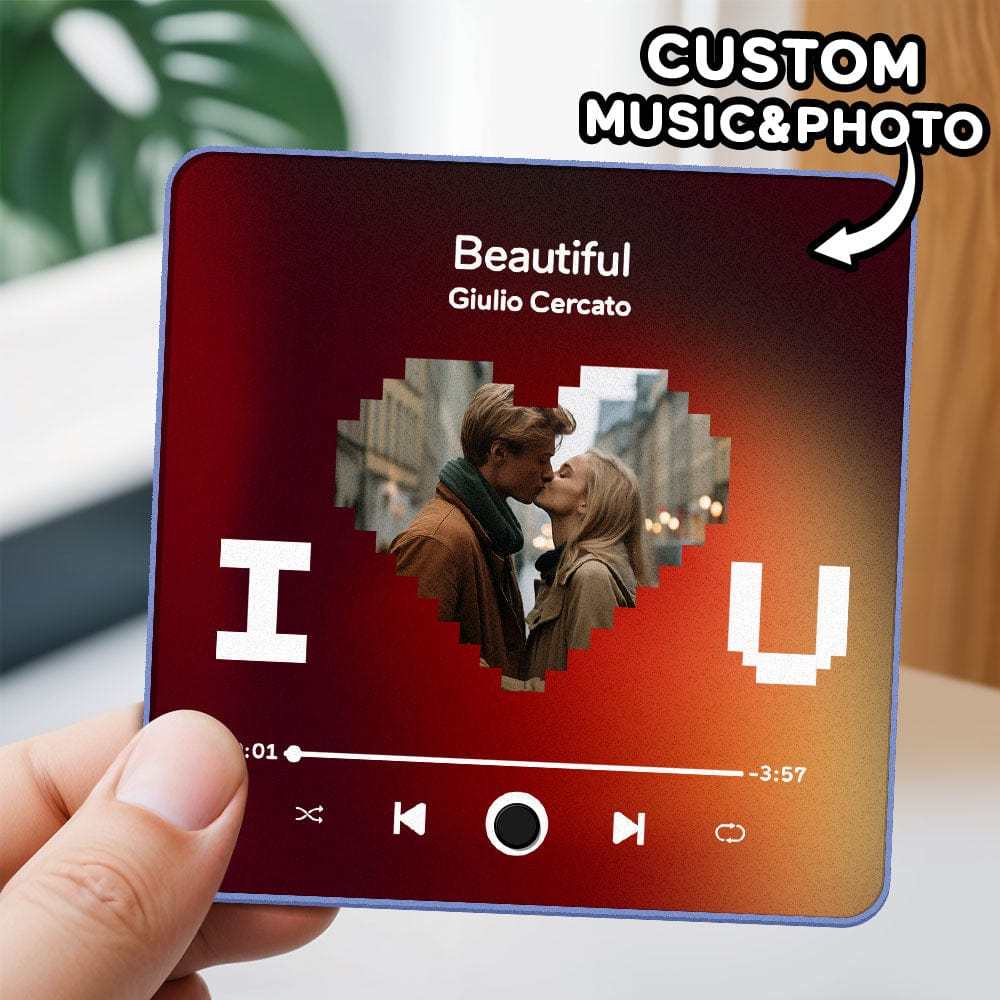 Customized Music Fridge Magnet Personalized Fridge Magnet With Heart Photo Christmas Gift I Love You