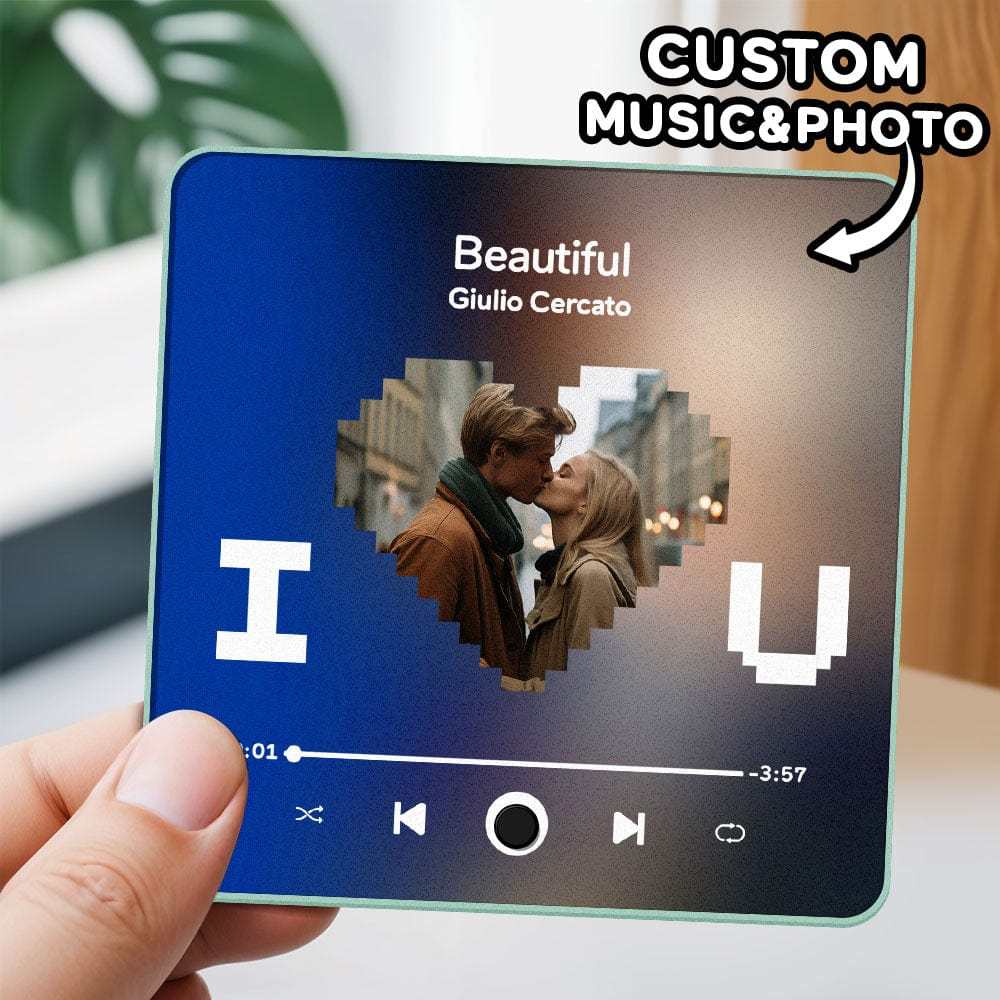 Customized Music Fridge Magnet Personalized Fridge Magnet With Heart Photo Christmas Gift I Love You