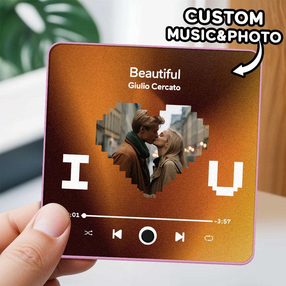 Customized Music Fridge Magnet Personalized Fridge Magnet With Heart Photo Christmas Gift I Love You