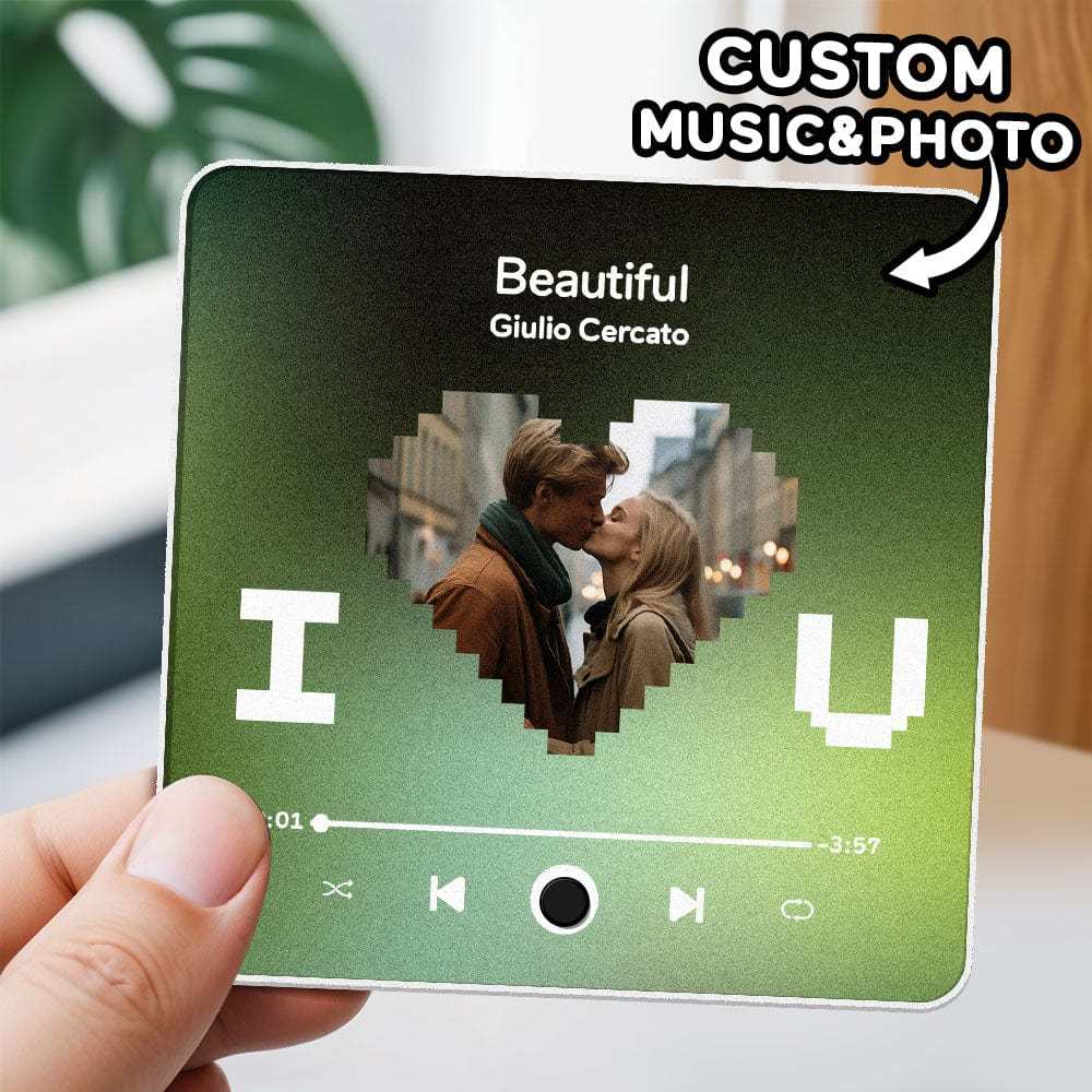 Customized Music Fridge Magnet Personalized Fridge Magnet With Heart Photo Christmas Gift I Love You