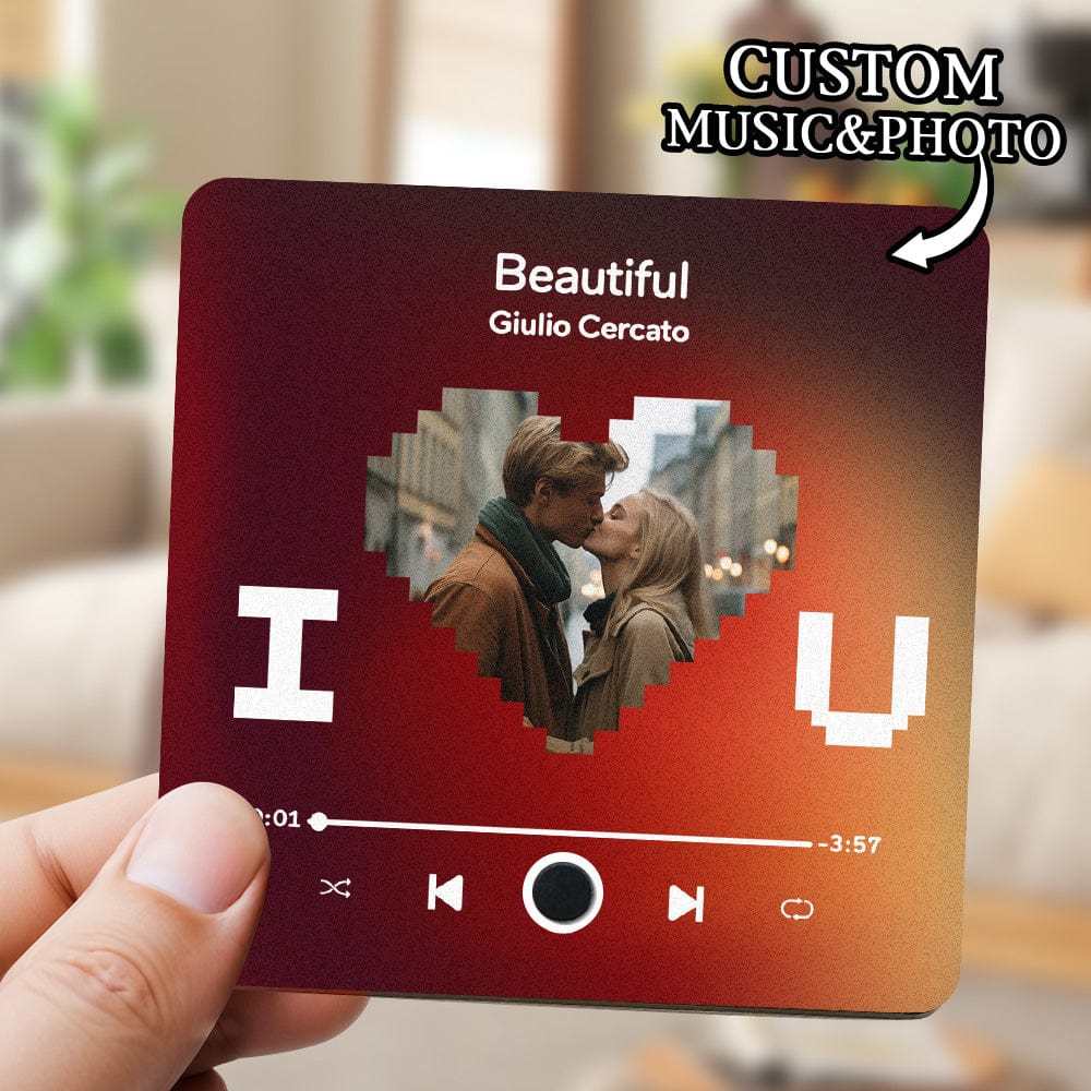 Customized Music Fridge Magnet Personalized Fridge Magnet With Heart Photo Christmas Gift I Love You