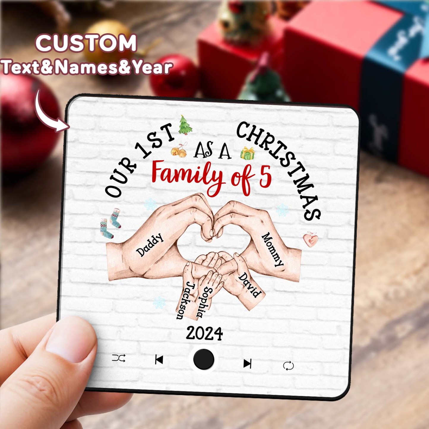 Customized Music Fridge Magnet Personalized Fridge Magnet With Family‘s Names Christmas Gift