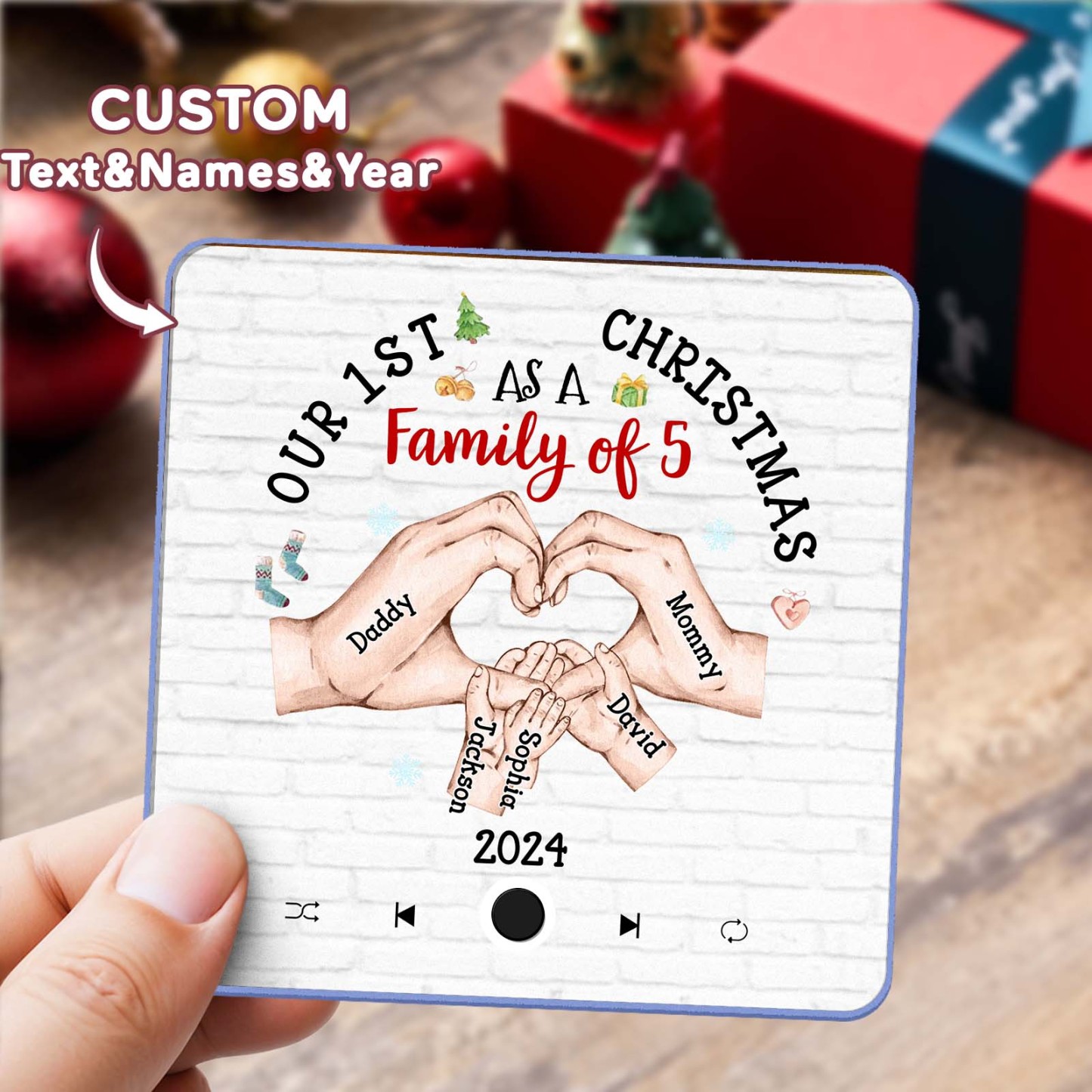 Customized Music Fridge Magnet Personalized Fridge Magnet With Family‘s Names Christmas Gift