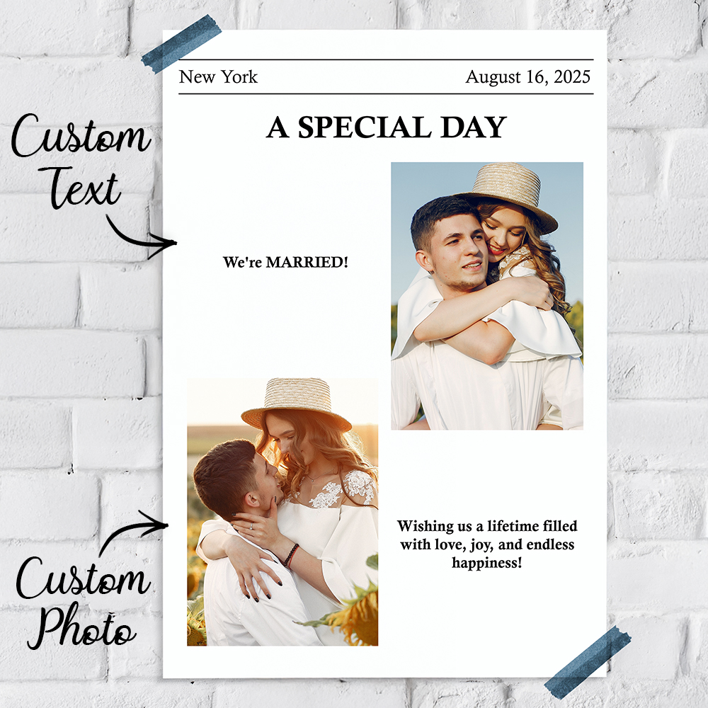 Custom Poster With Photo And Text For Wedding Birthday Baby Announcement Engagement Anniversary