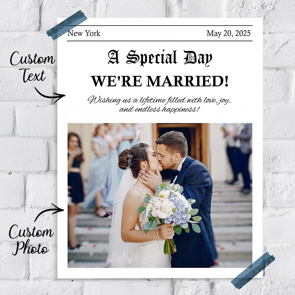 Custom Poster With Photo And Text For Wedding Birthday Baby Announcement Engagement Anniversary