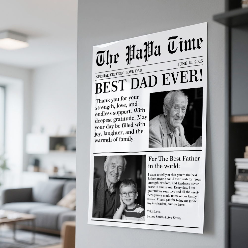 Personalized Father's Day Newspaper Poster Custom Best Dad Poster