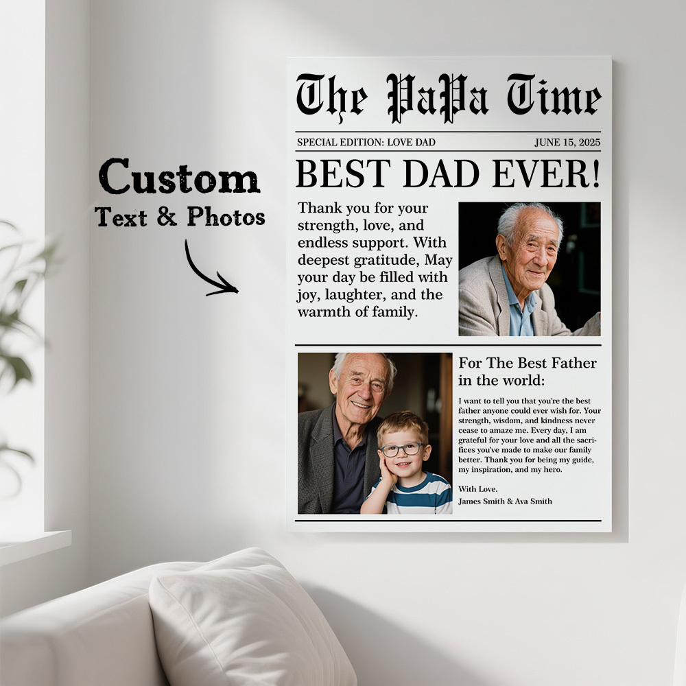 Personalized Father's Day Newspaper Poster Custom Best Dad Poster