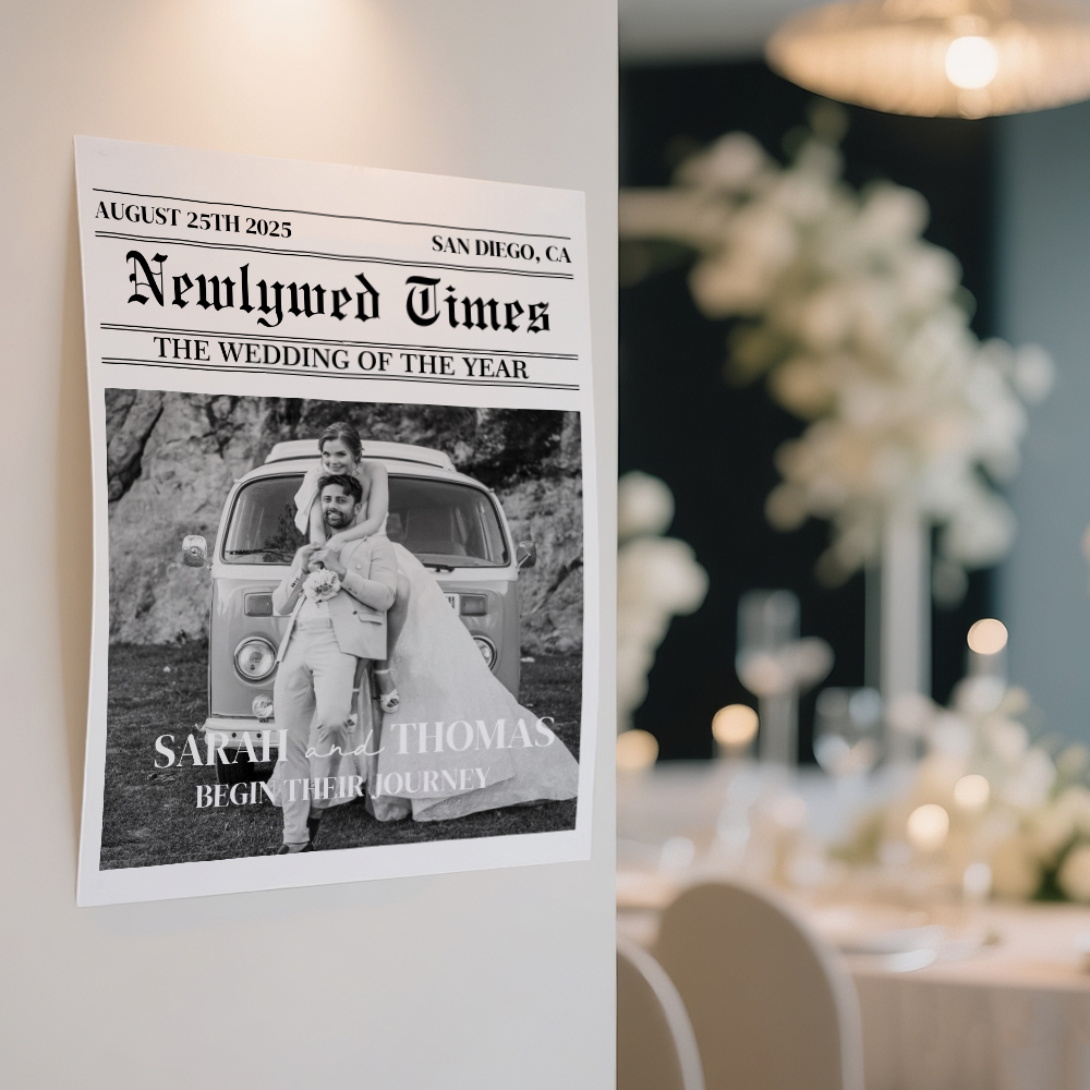 Custom Wedding Newspaper Poster Personalized Newlywed Times Paper For New Couples