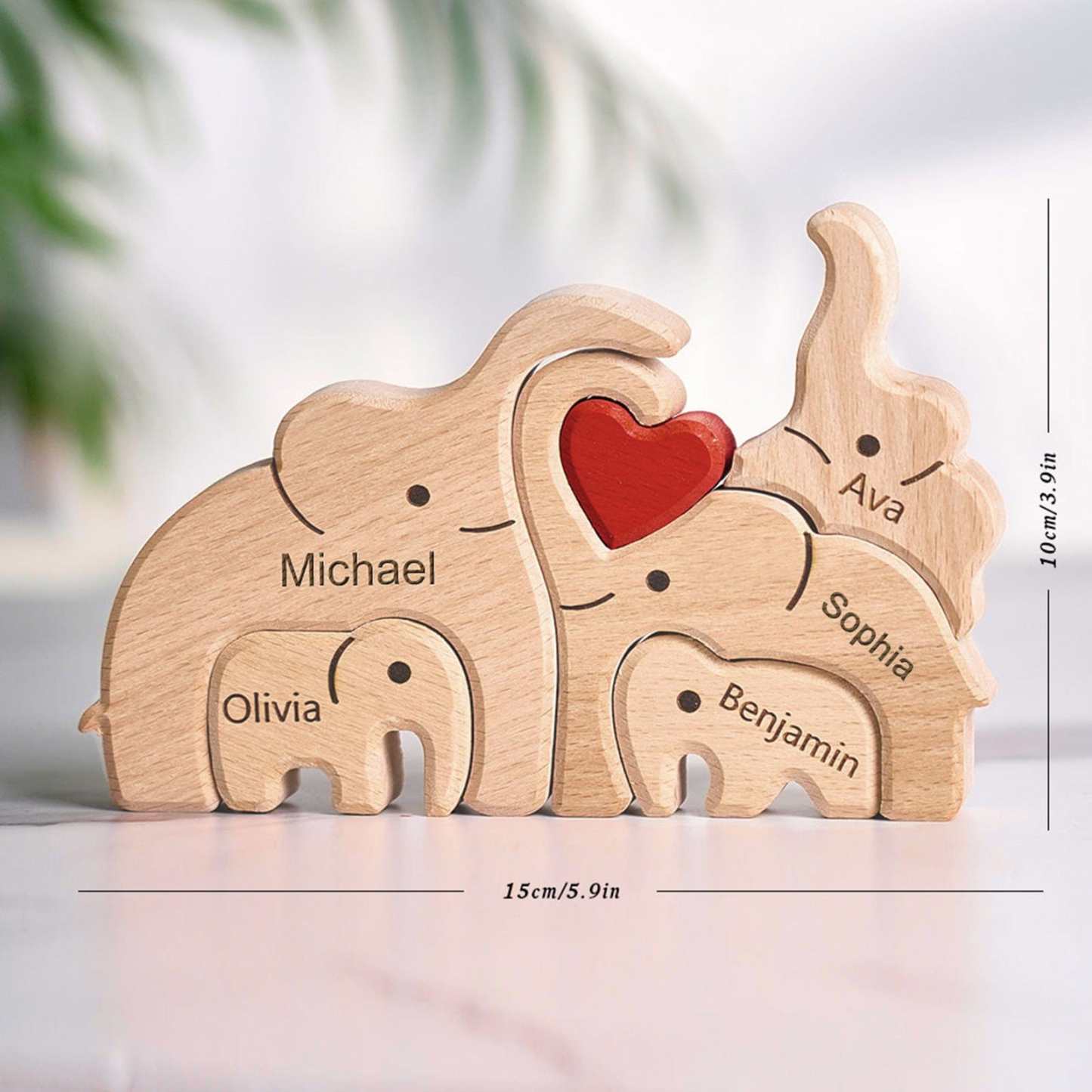 Valentine's Day Gifts Wooden Family Elephant Puzzle Custom Names Home Decor