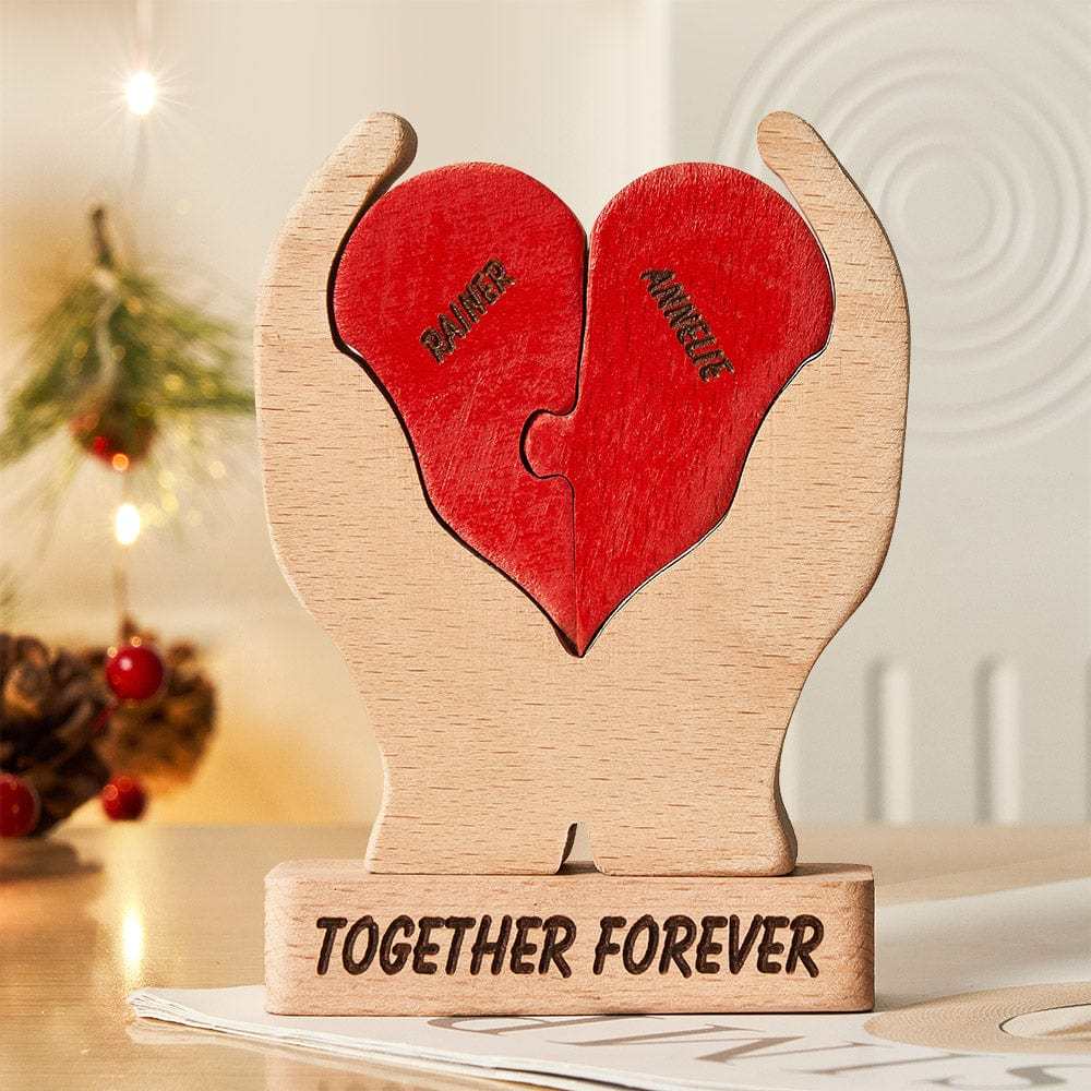 Valentine's Day Gifts Custom Names Wooden Heart Family Puzzle Home Dec