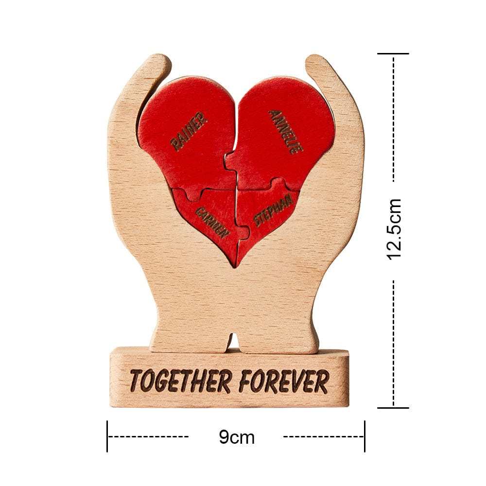 Valentine's Day Gifts Custom Names Wooden Heart Family Puzzle Home Decor