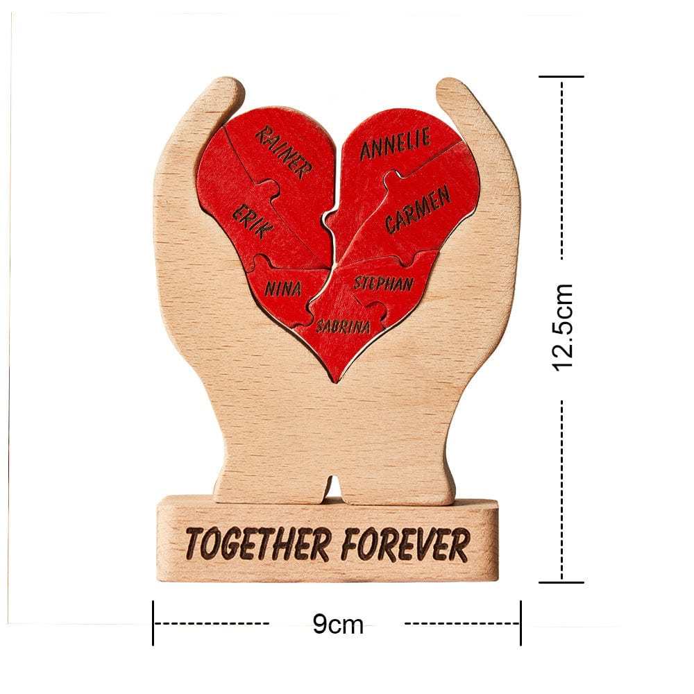 Valentine's Day Gifts Custom Names Wooden Heart Family Puzzle Home Decor