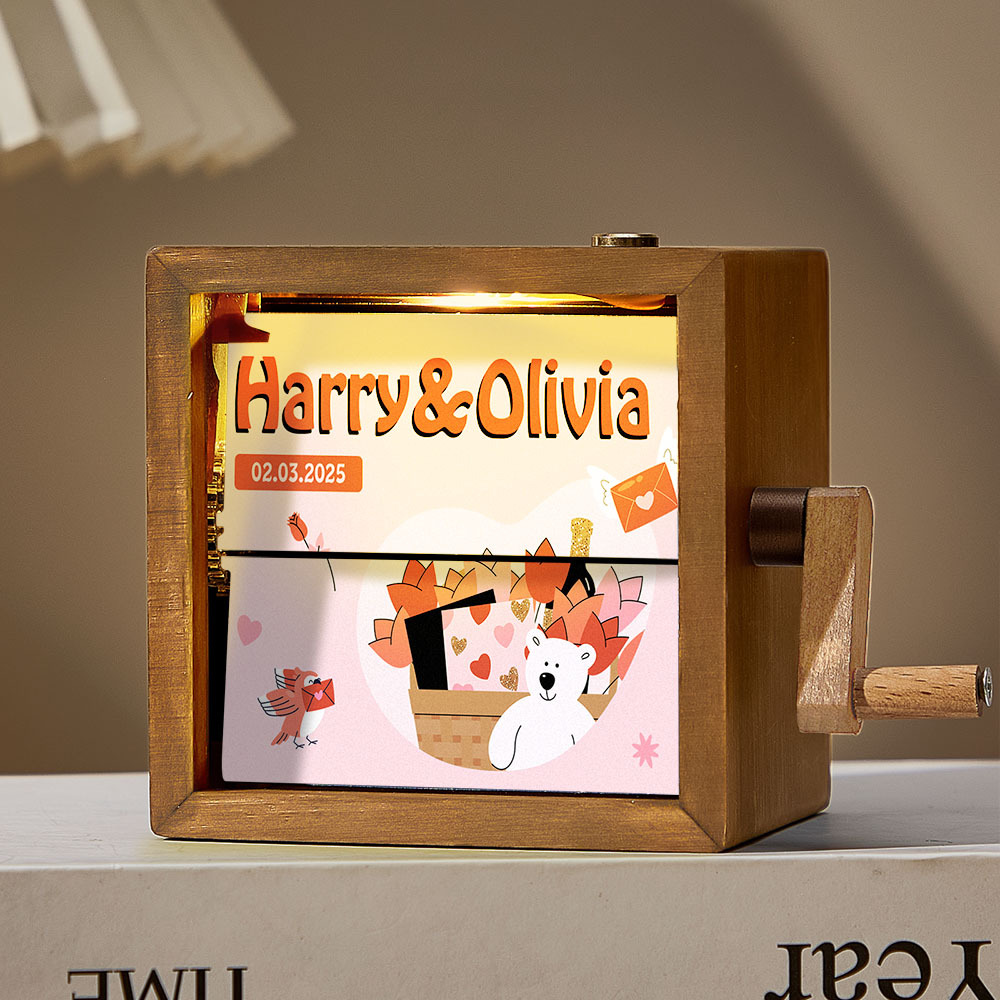 Custom Hand-Cranked Love Story Flipbook Frame Mechanical Hand-cranked Photo Album with Covers Gift for Couple
