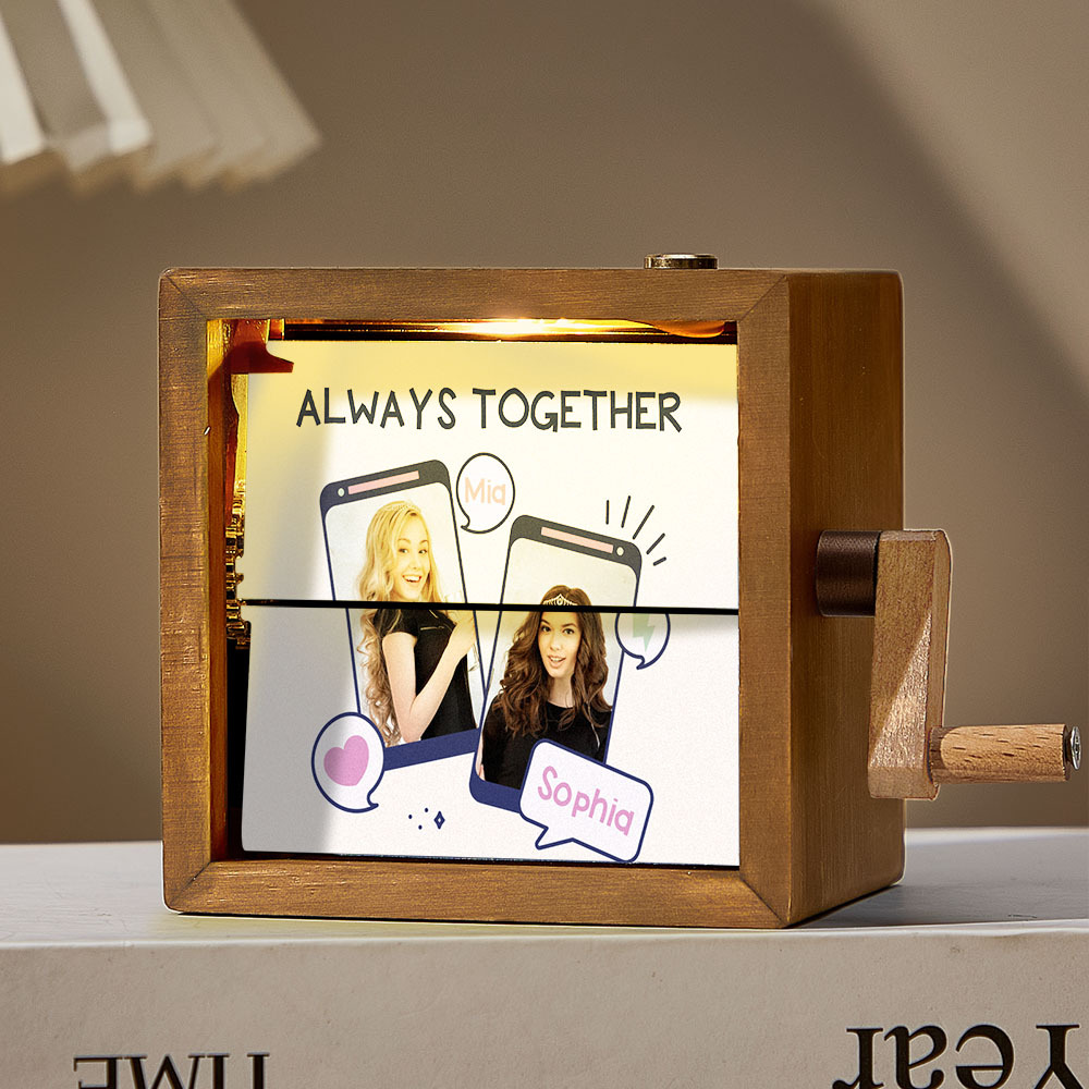 Custom Hand-Cranked Friendship Flipbook Frame Mechanical Hand-cranked Photo Album with Covers Gift for Best Friends