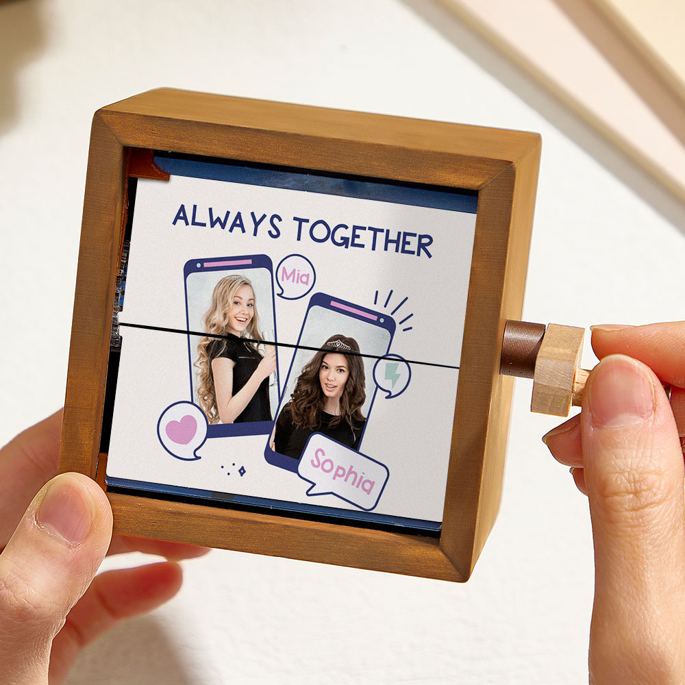 Custom Hand-Cranked Friendship Flipbook Frame Mechanical Hand-cranked Photo Album with Covers Gift for Best Friends