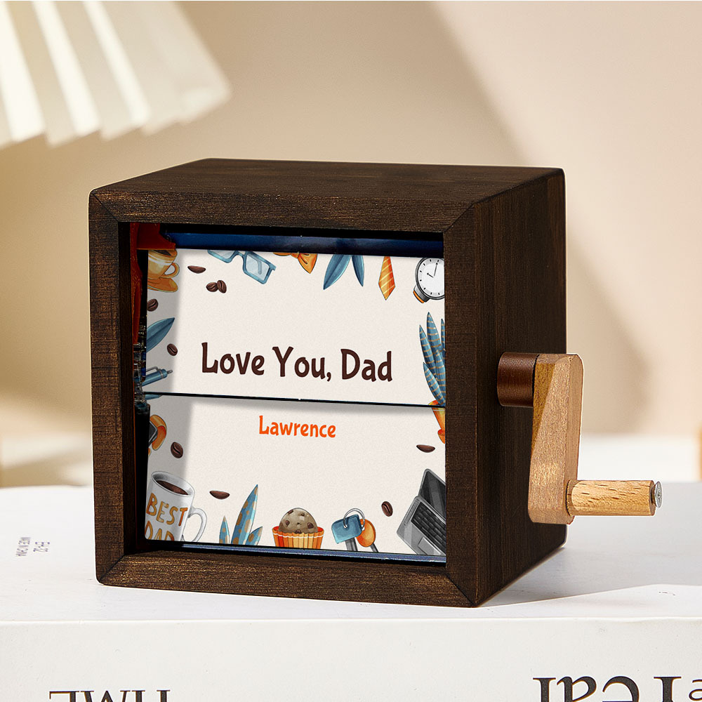 Custom Hand-Cranked Father's Day Flipbook Frame Mechanical Hand-cranked Photo Album with Covers Creative Wooden Keepsake Gift for Dad