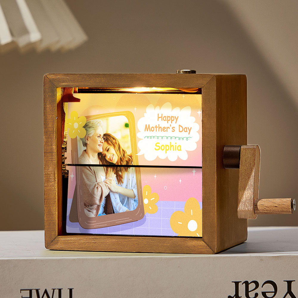 Custom Hand-Cranked Mother's Flipbook Frame Mechanical Hand-cranked Photo Album with Covers Gift for Mother's Day