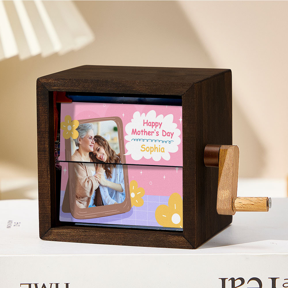 Custom Hand-Cranked Mother's Flipbook Frame Mechanical Hand-cranked Photo Album with Covers Gift for Mother's Day