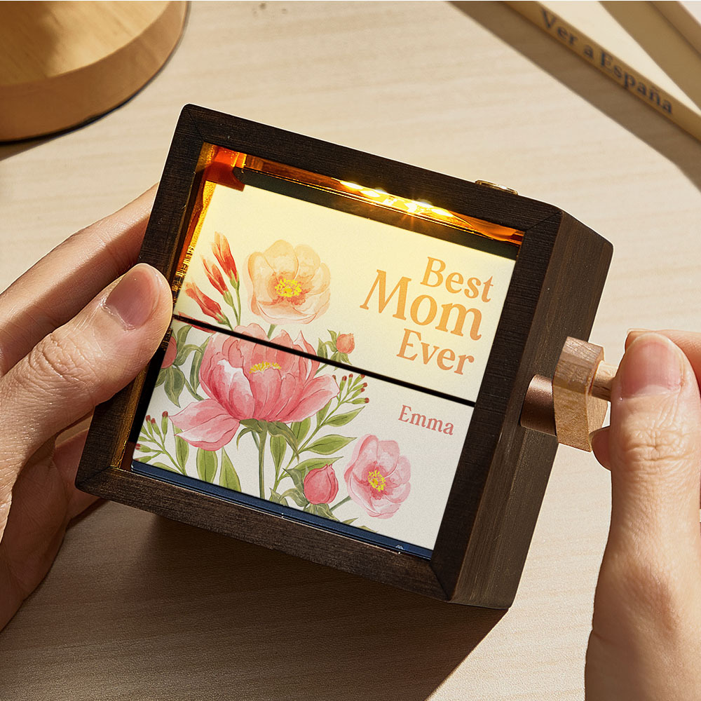 Custom Hand-Cranked Mother's Flipbook Frame Mechanical Hand-cranked Photo Album with Covers Gift for Mother's Day
