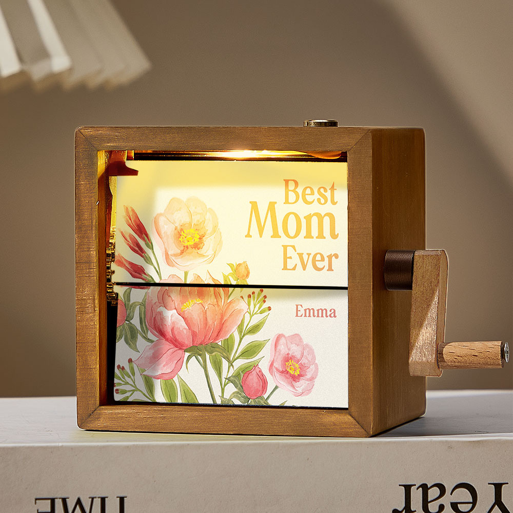 Custom Hand-Cranked Mother's Flipbook Frame Mechanical Hand-cranked Photo Album with Covers Gift for Mother's Day