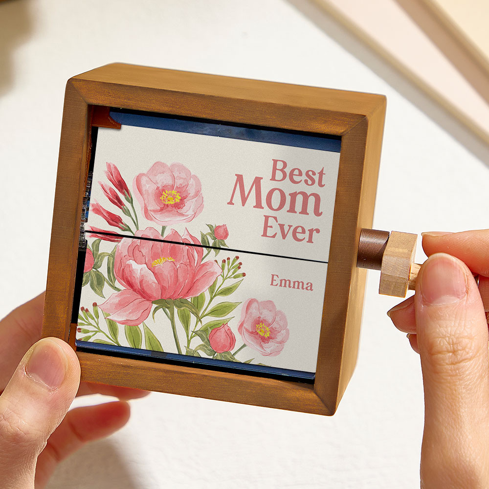 Custom Hand-Cranked Mother's Flipbook Frame Mechanical Hand-cranked Photo Album with Covers Gift for Mother's Day