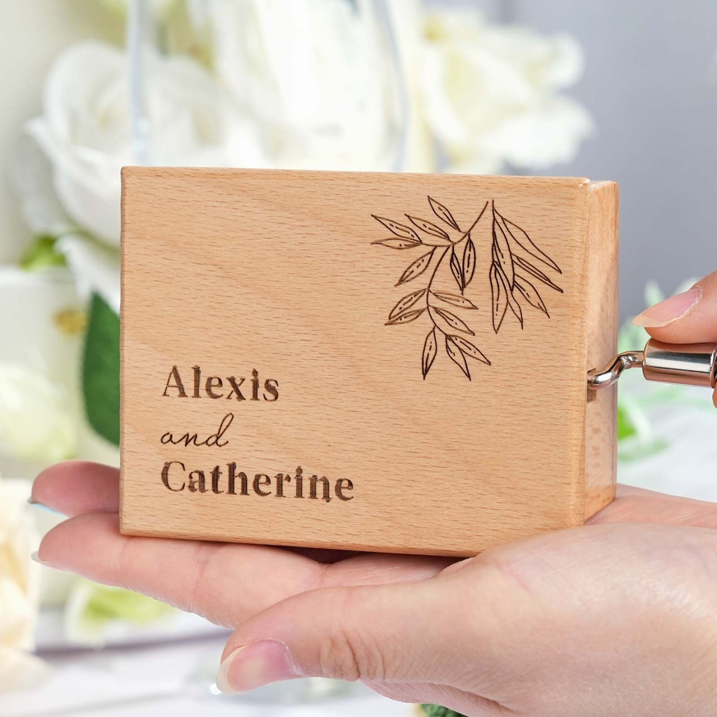 Melocraft Custom Wedding Hand Crank Paper Strip Music Box Personalized Music Box With Paper Strips Personalized Engraving