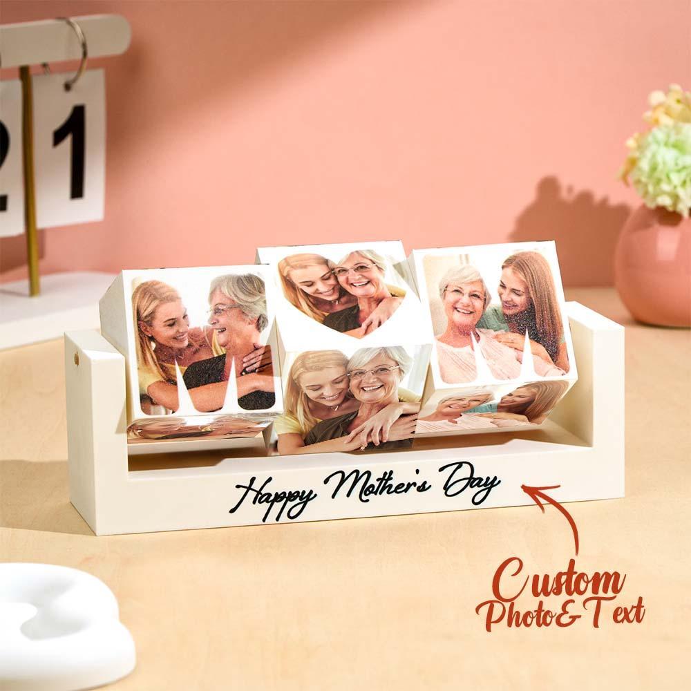 Custom Photo Rotating Cube Mother's Day Keepsake Heartfelt Gift for Mom Best Personalized Home Decor for Mother's Day
