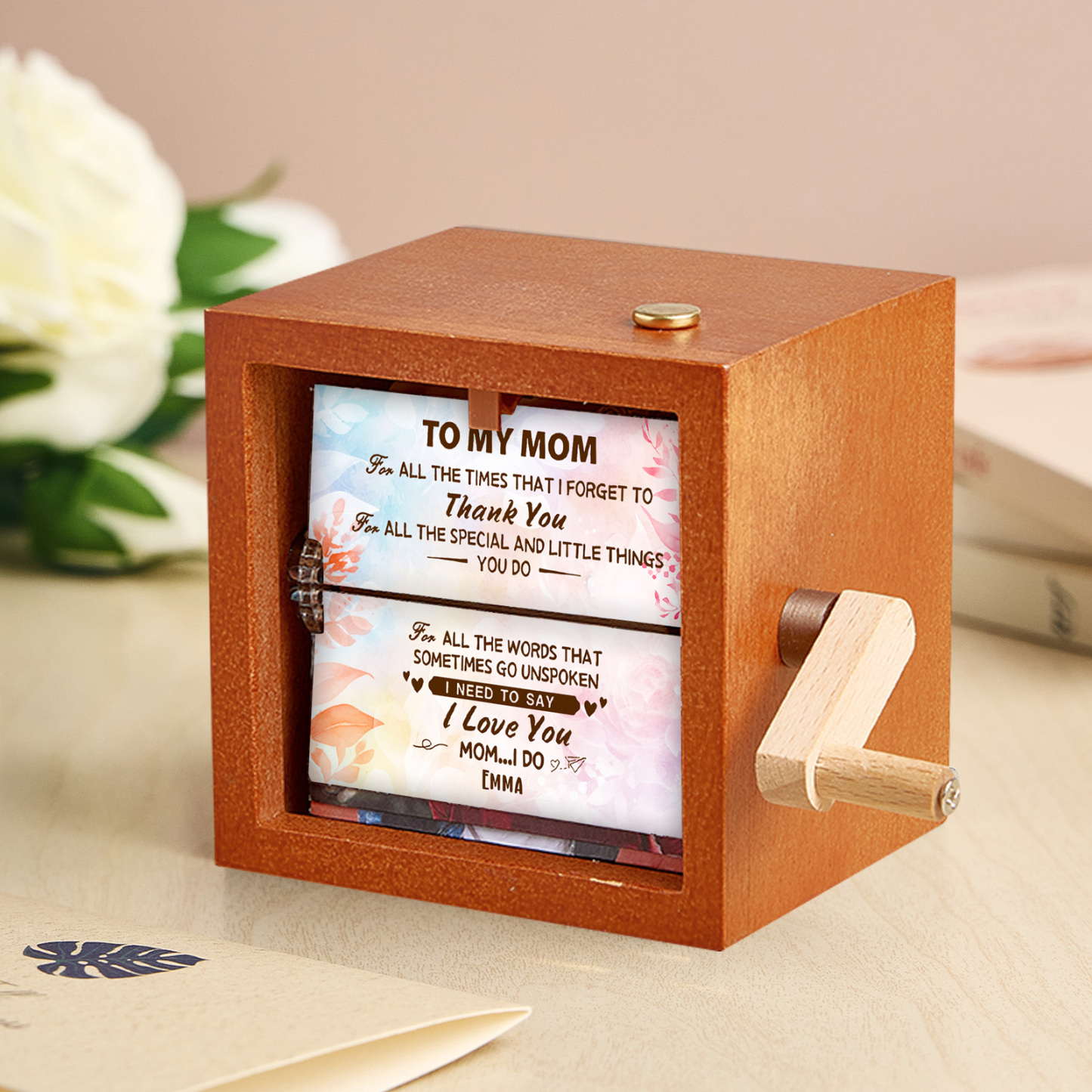 Custom To My Mom Photo Flipbook Frame Animation Machine Mechanical Hand-cranked Flipbook Box Photo Album Mother's Day Gifts